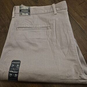 J. Crew Flex Mens Straight Fit Chino Pants Size 34x30 Gray Brand New NWT - 0432
